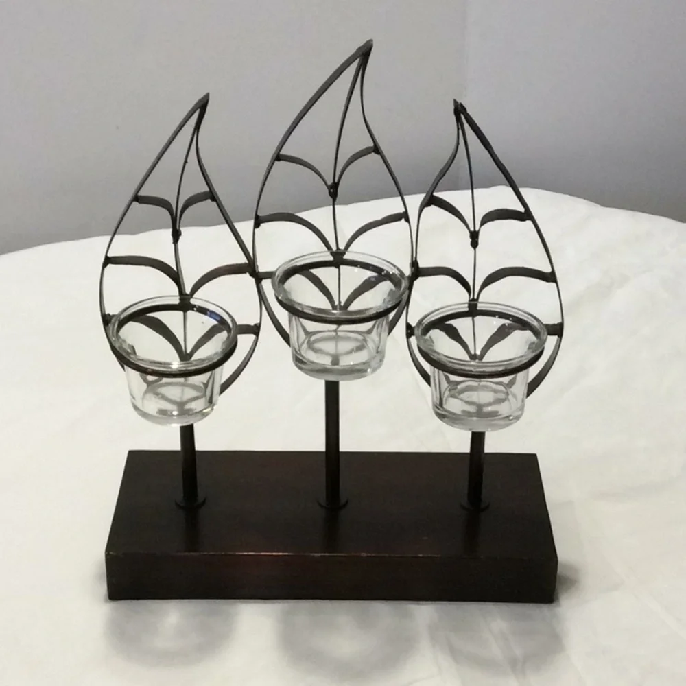3 Leaf Votive Candle Holder Tea Lite Metal Stand